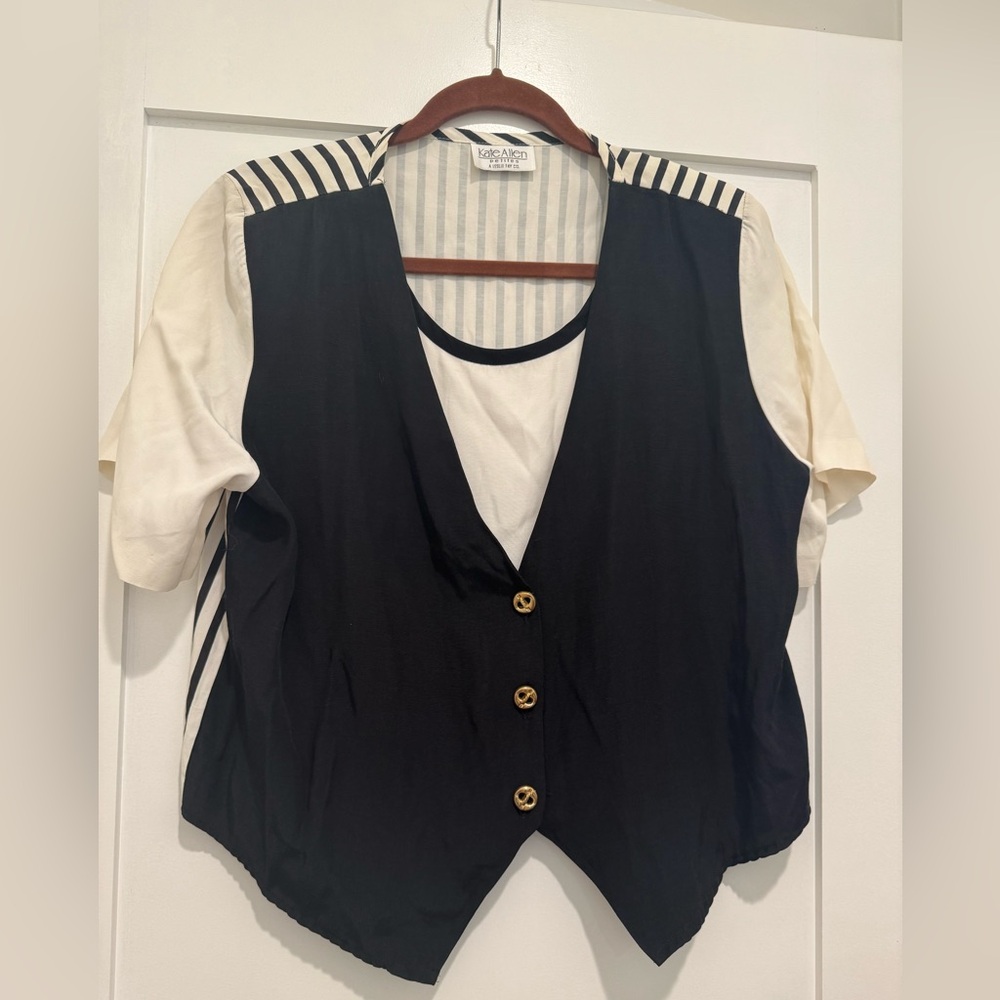 Kate Allen Black and Cream Button Down Shirt